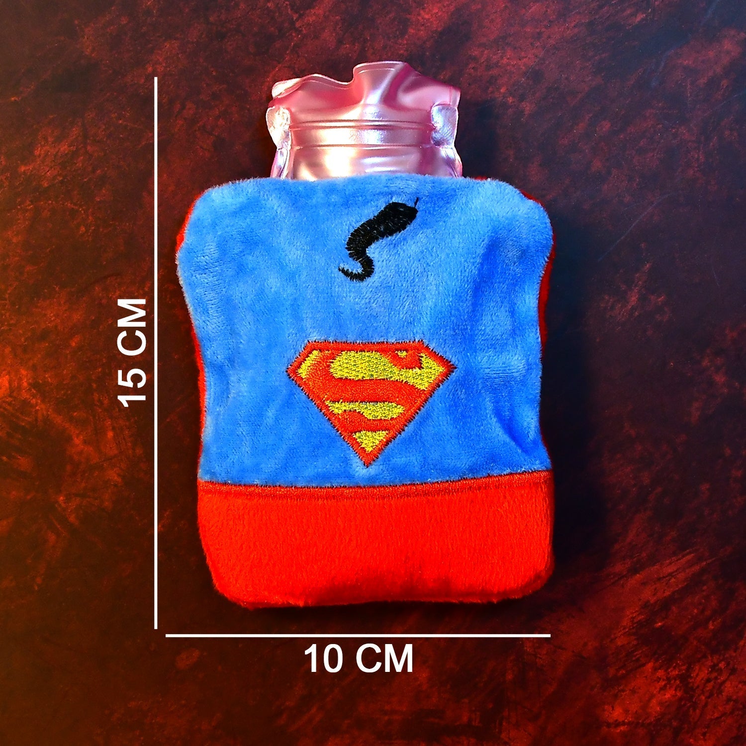 6530 Superman Print small Hot Water Bag with Cover for Pain Relief, Neck, Shoulder Pain and Hand, Feet Warmer, Menstrual Cramps. 6530 Superman Print small Hot Water Bag with Cover for Pain Relief, Neck, Shoulder Pain and Hand, Feet Warmer, Menstrual Cramps.